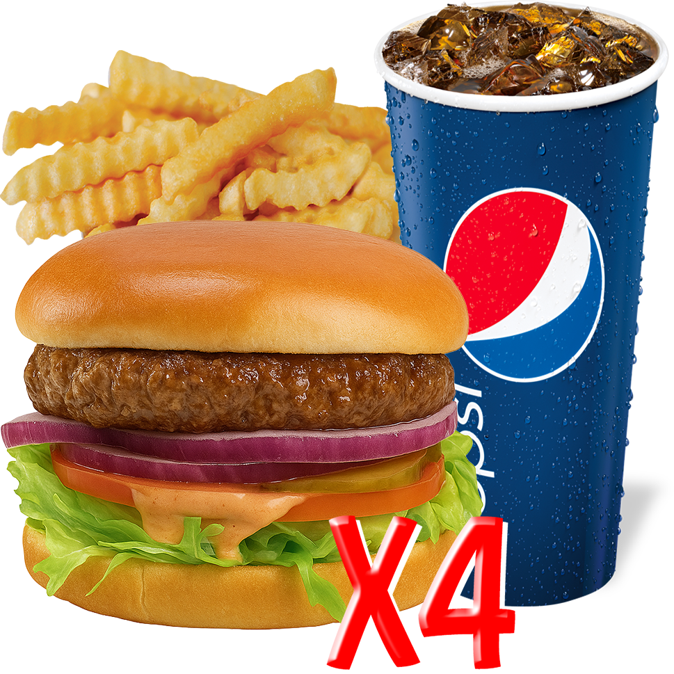 4 Single Burger Combo